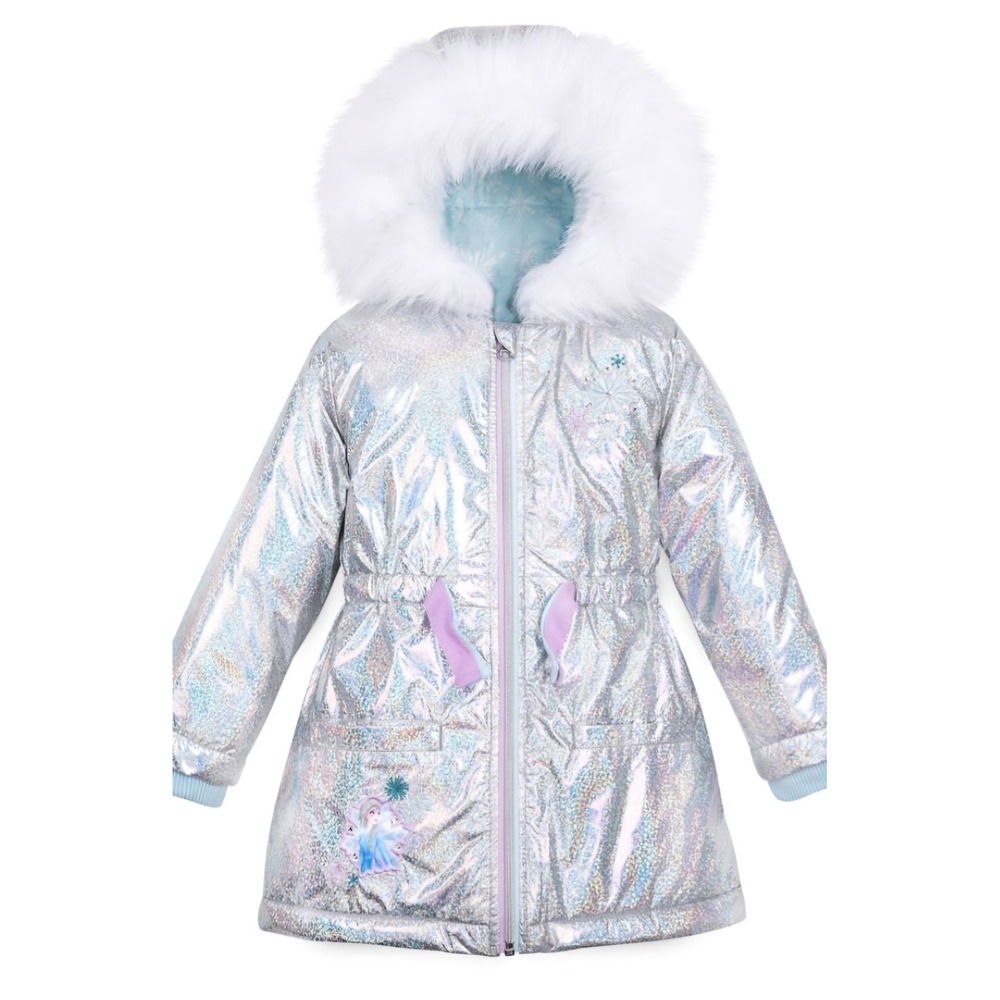Disney Frozen Elsa Sparkle Holographic Hooded Winter Jacket Girls 9/10